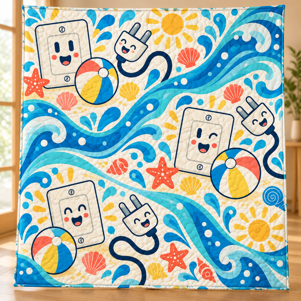 Plugged-In Beach Break Quilt Blanket