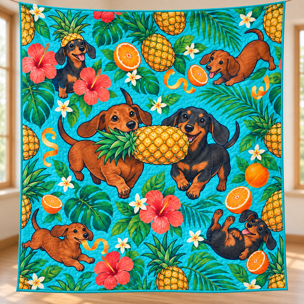 Pineapple Paws Paradise Quilt Blanket