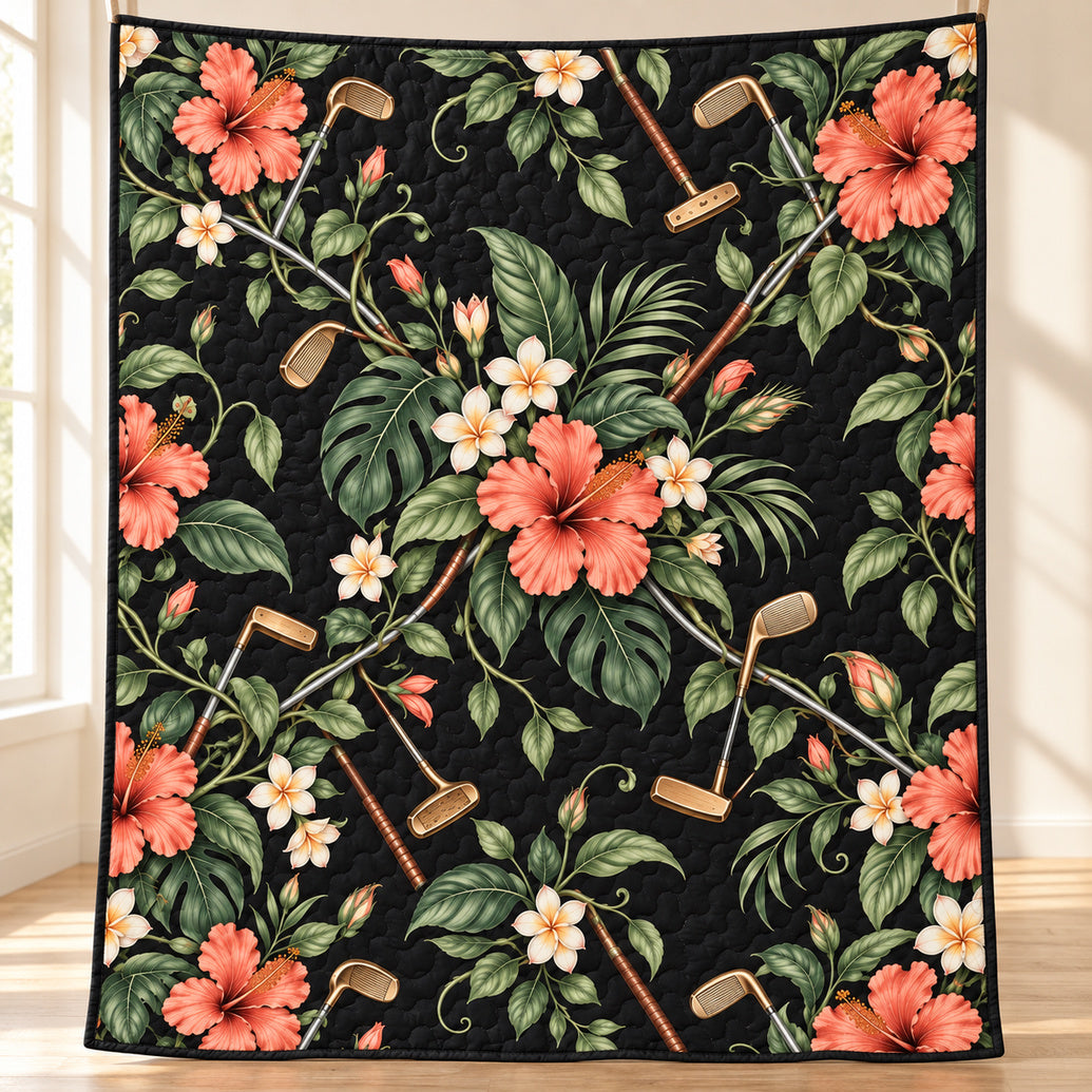 Hibiscus Ironwork Garden Quilt Blanket