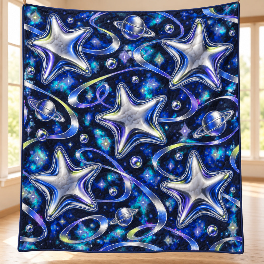 Orbital Chrome Starburst Quilt Blanket