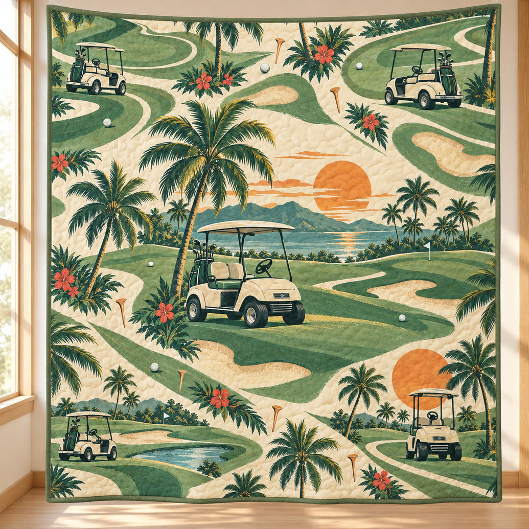 Palm Cart Sundown Quilt Blanket