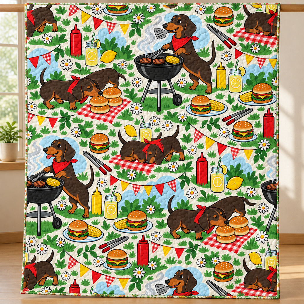 Dachshund Patio Cookout Quilt Blanket
