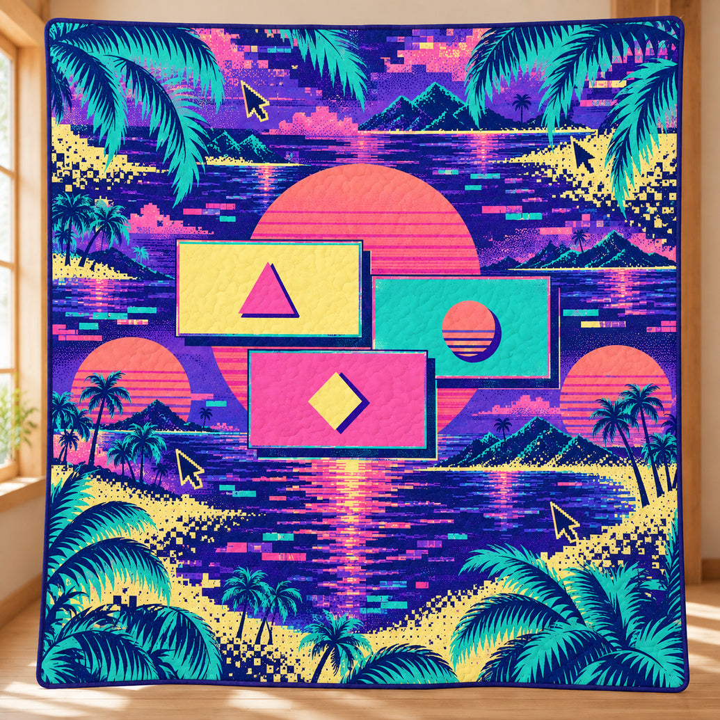 Sunset System Error Lagoon Quilt Blanket