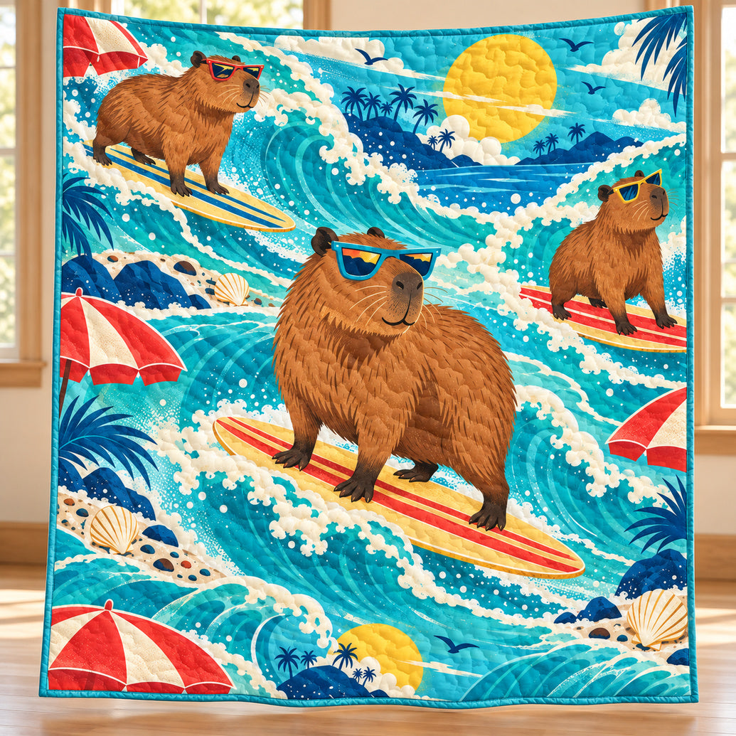 Boardwalk Capybara Breakers Quilt Blanket