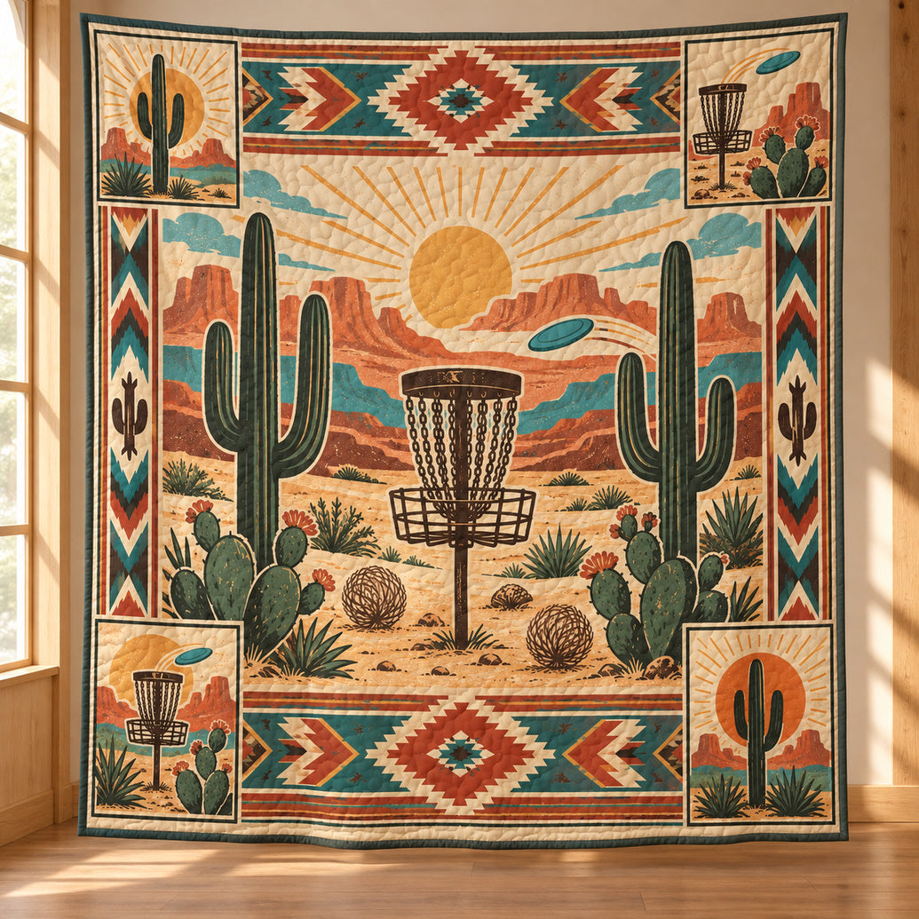 Saguaro Target Sundial Quilt Blanket