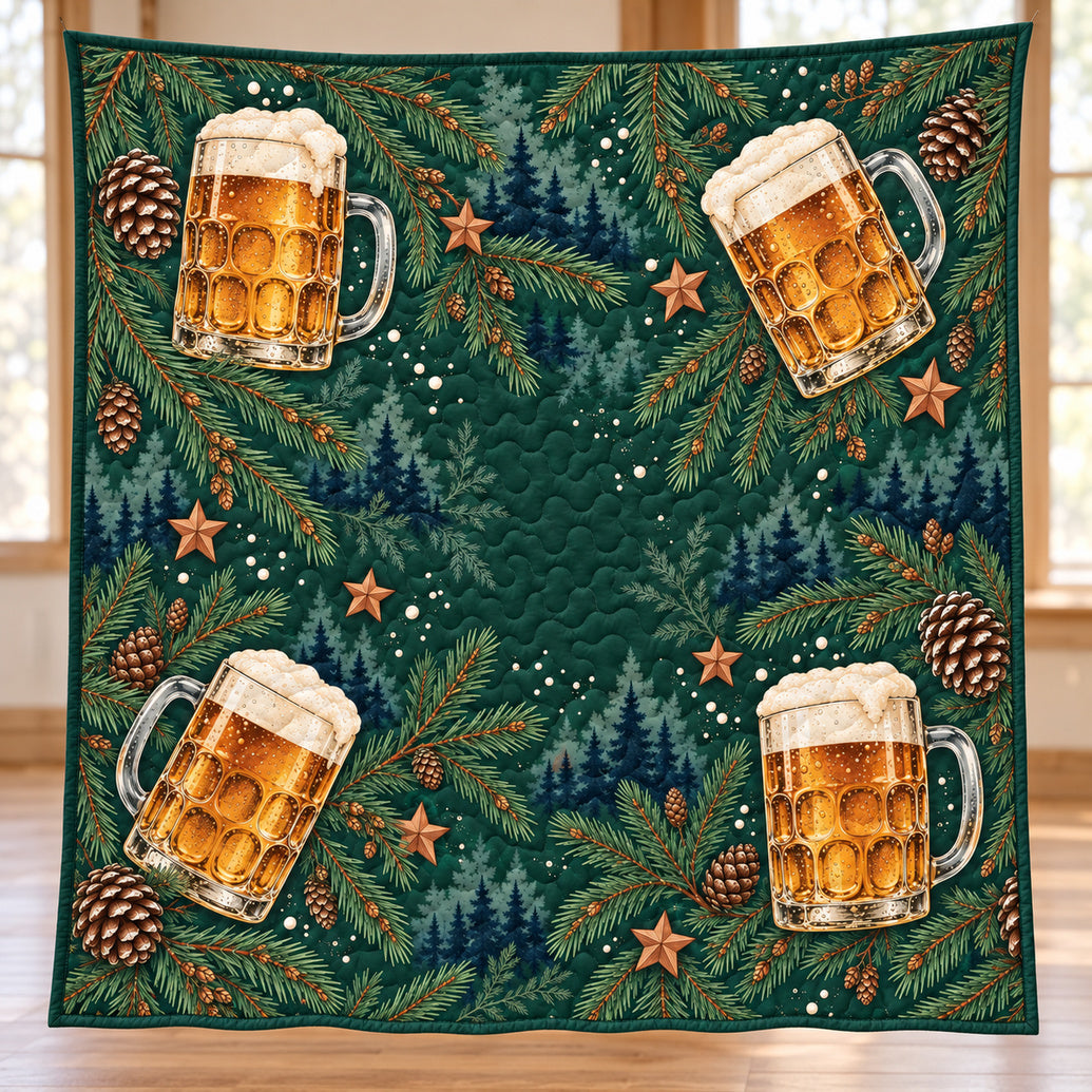 Frosted Pine Tankards Quilt Blanket