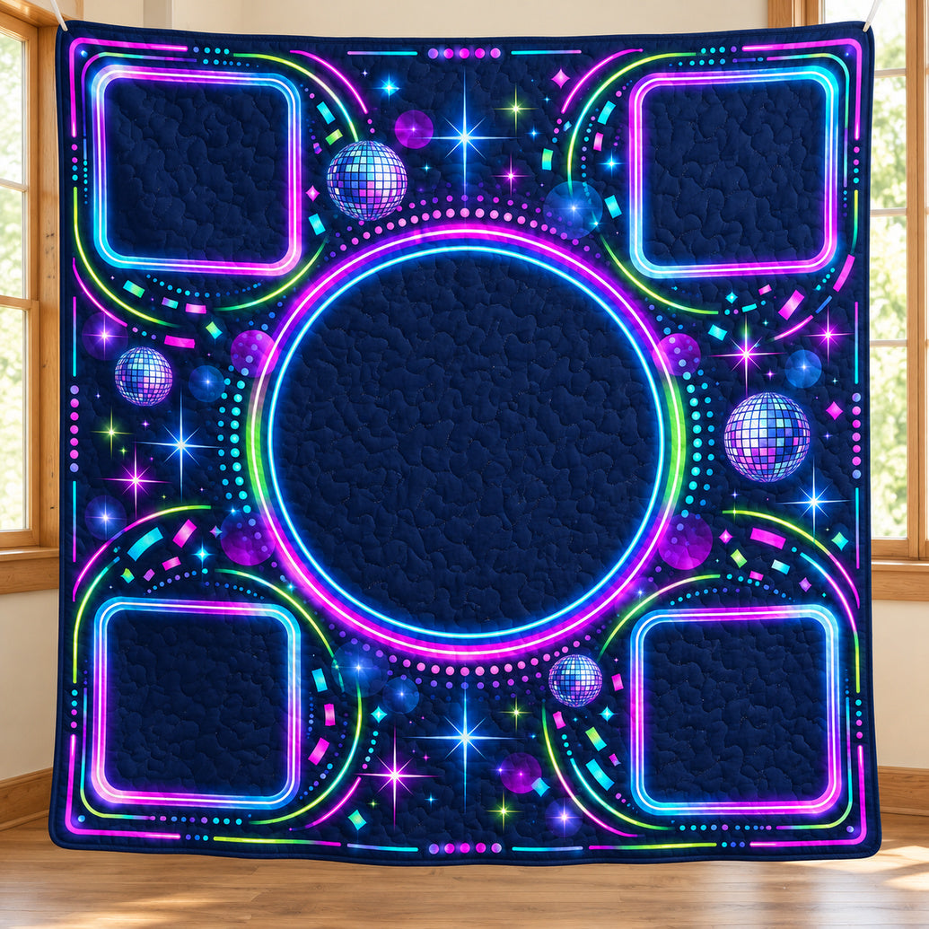 Electric Confetti Portrait Loops Quilt Blanket