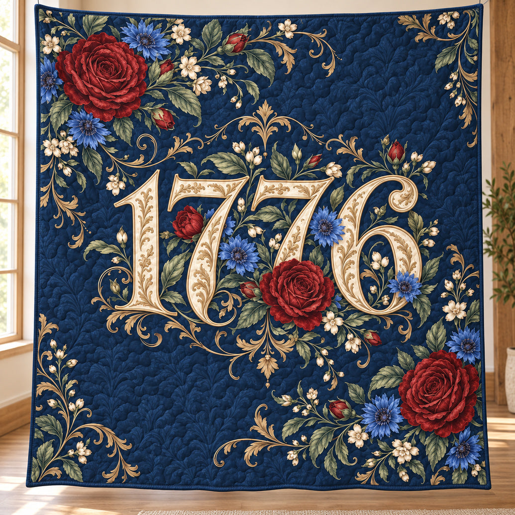 Revolutionary Rose Numerals Quilt Blanket