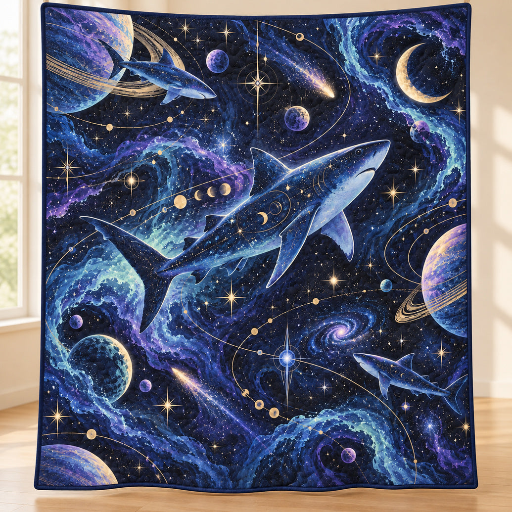 Starlight Shark Orbit Quilt Blanket