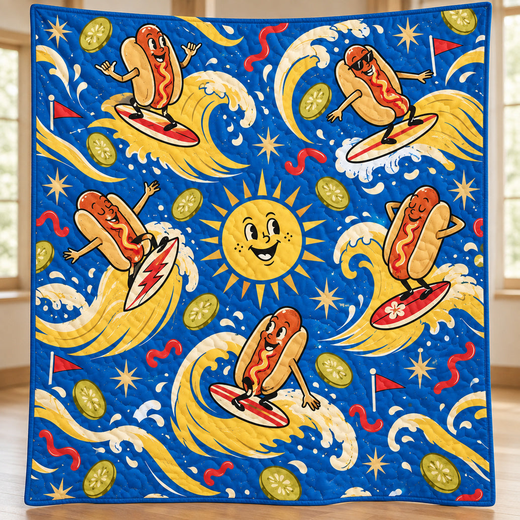 Mustard Swell Hotdog Club Quilt Blanket