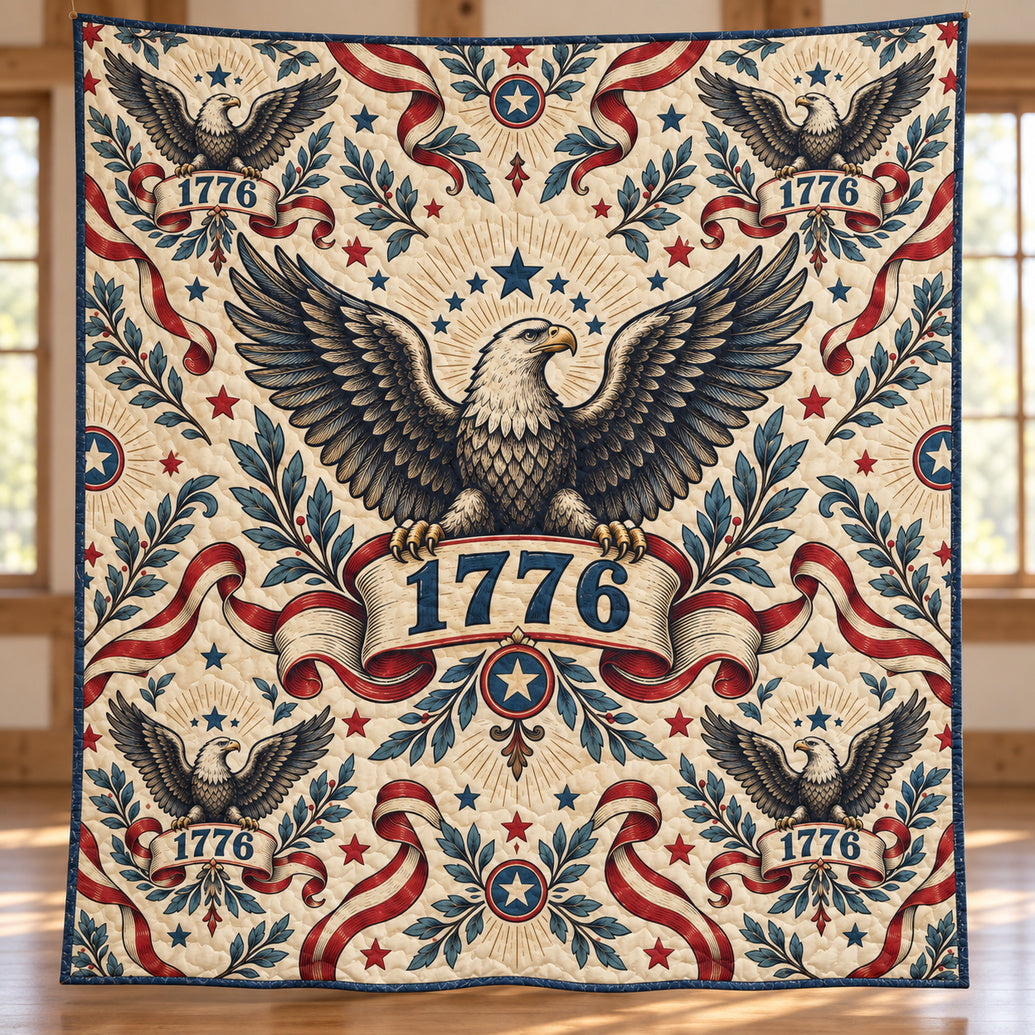 Bicentennial Eagle Banners Quilt Blanket