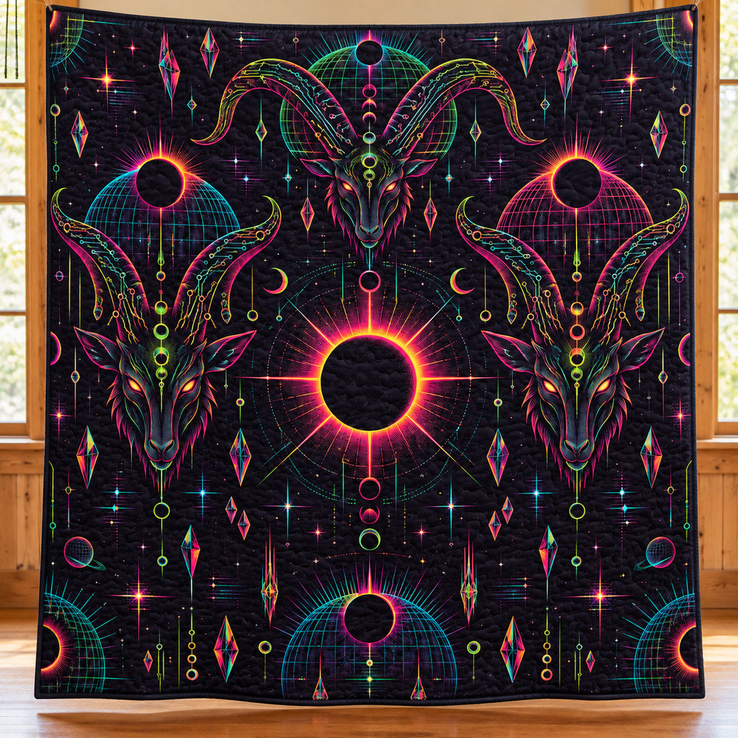 Neon Horn Eclipse Quilt Blanket