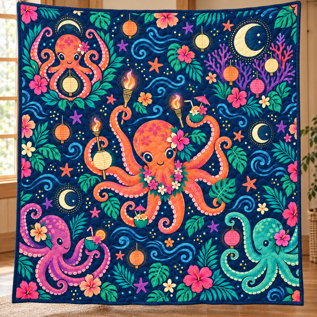 Eight Arms After Dark Quilt Blanket