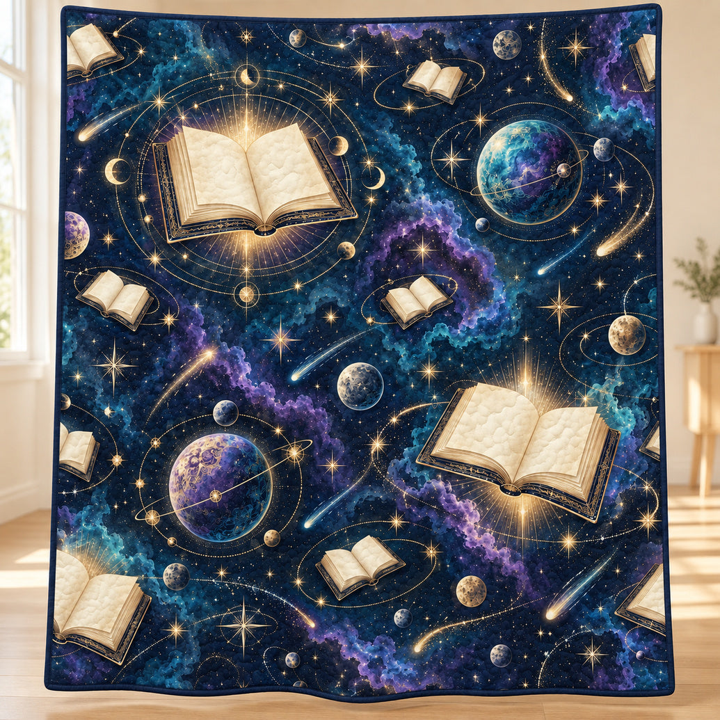 Celestial Open-Book Orbit Quilt Blanket