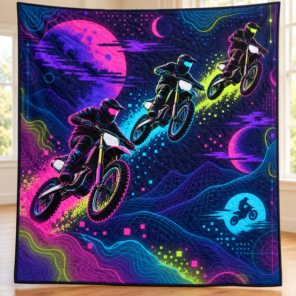 Afterdark Motocross Matrix Quilt Blanket