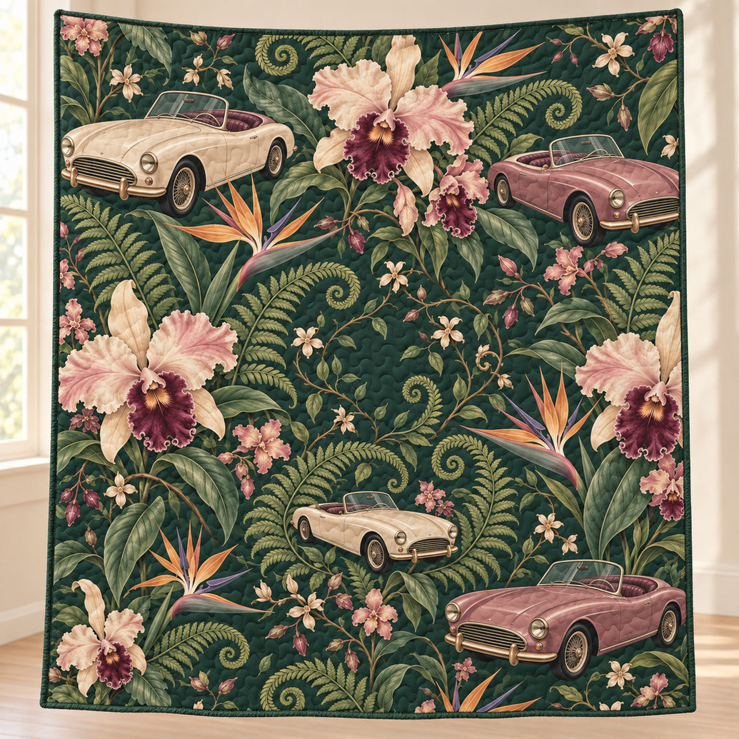 Orchid Motorcar Conservatory Quilt Blanket