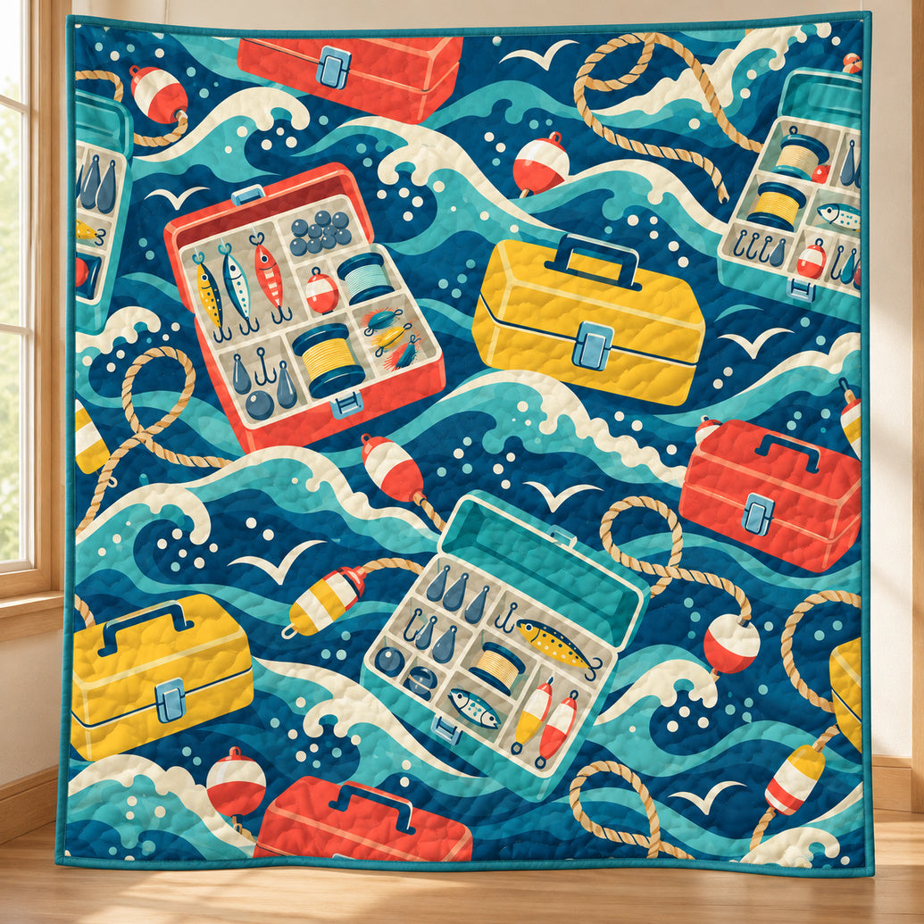 Drifting Tacklebox Swell Quilt Blanket