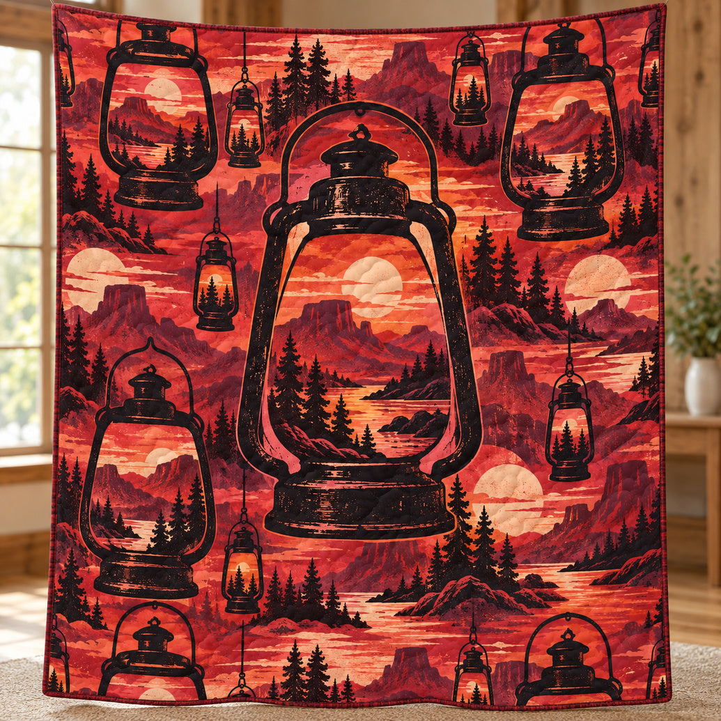 Crimson Lantern Coastline Quilt Blanket