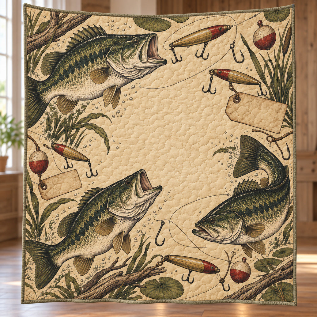 Heritage Bass Tackle Cabinet Quilt Blanket