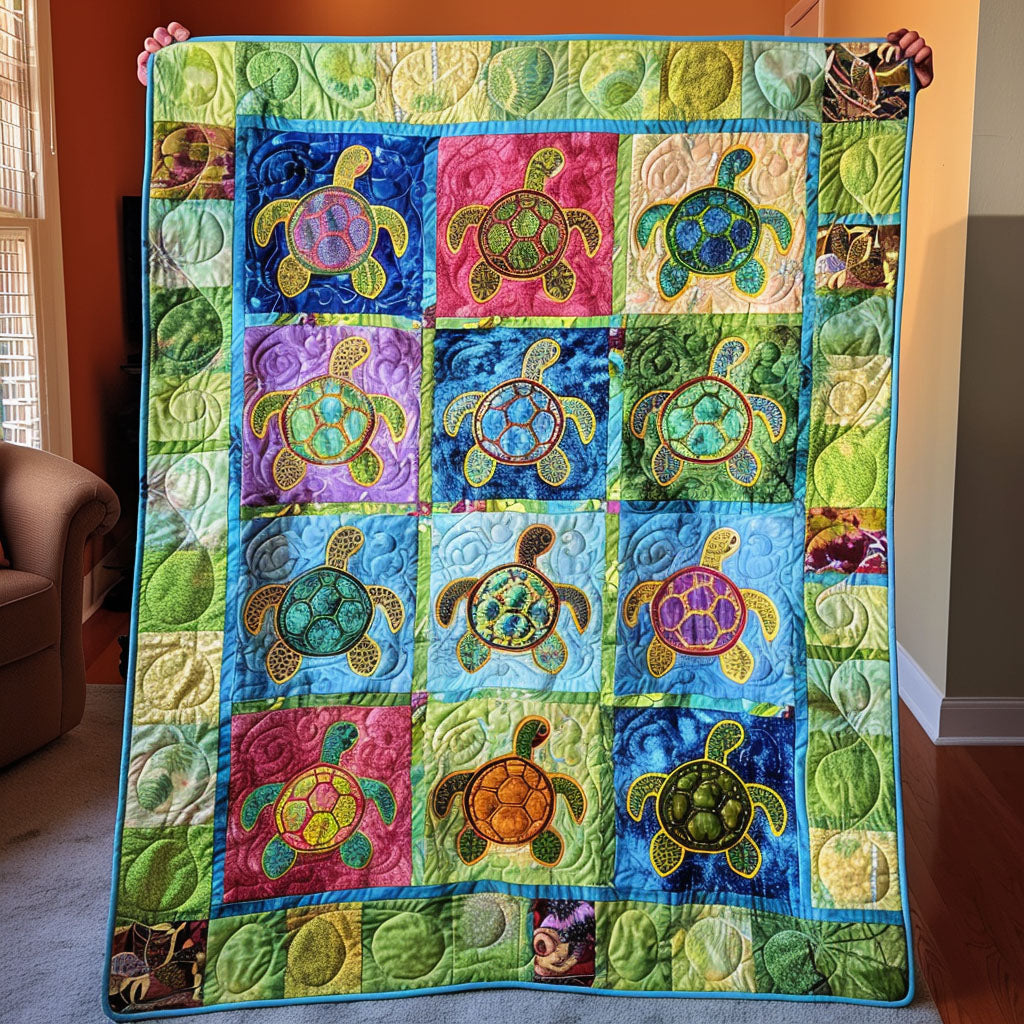 Ocean Turtle Dream Quilted Blanket - Throw (55" x 60")