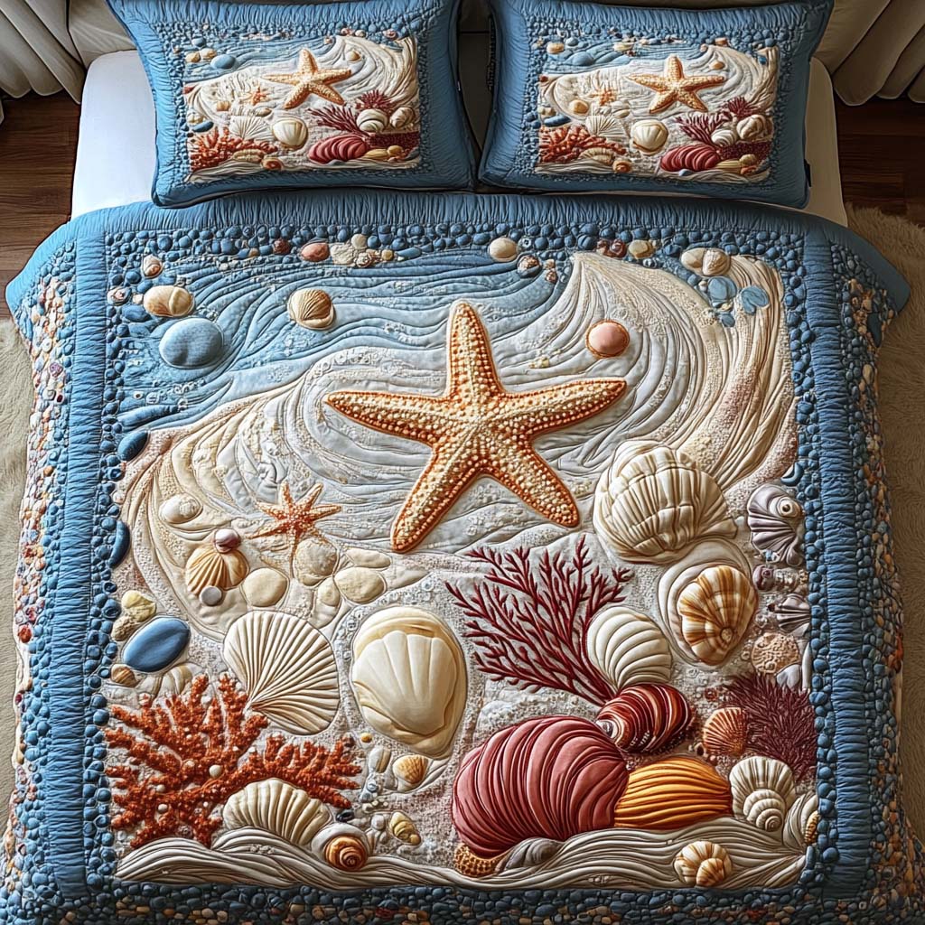 Ocean Wonders 3-Piece Quilted Bedding Set - Single (59" x 70")