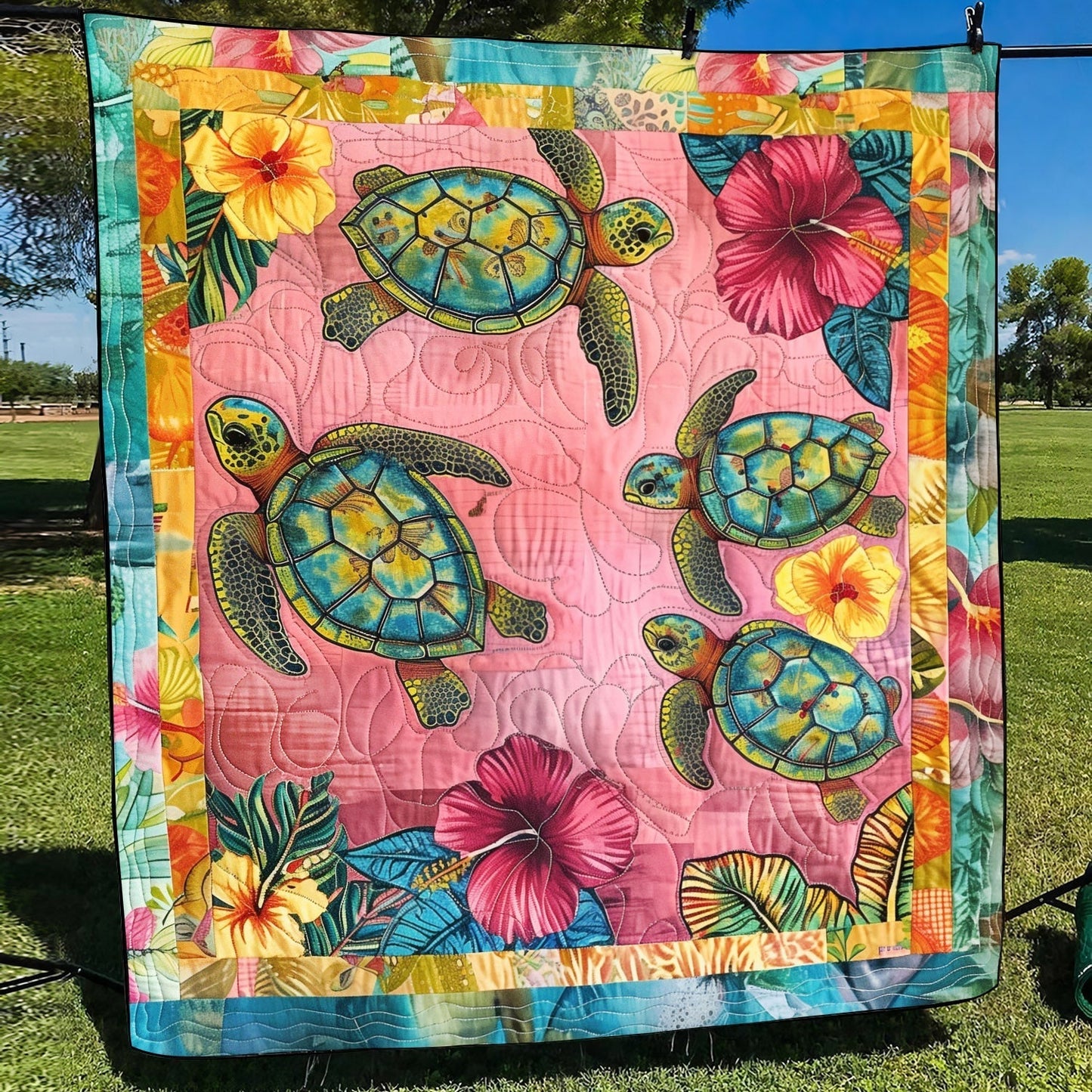 Ocean Blue Bliss Quilted Blanket - Throw (55" x 60")