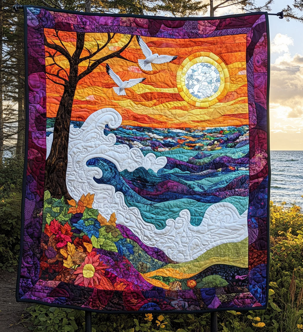 Ocean Breeze Seagull Art Quilt Hanging - Baby (30" x 40")