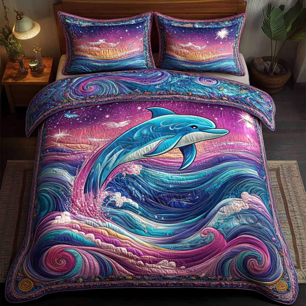 Ocean Dancer 3-Piece Quilted Bedding Set - Single (59" x 70")