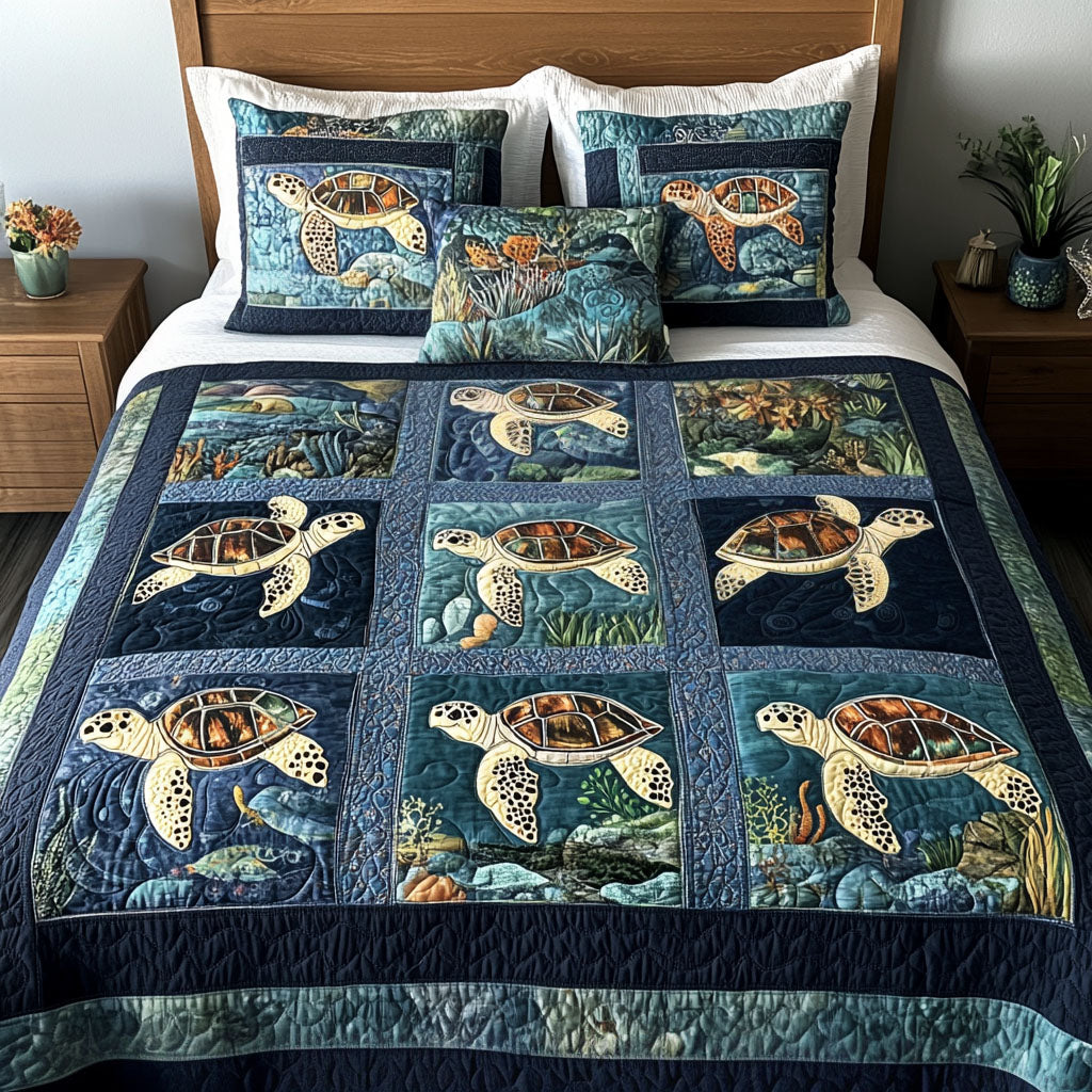 Ocean Embrace 3-Piece Quilted Bedding Set - Single (59" x 70")