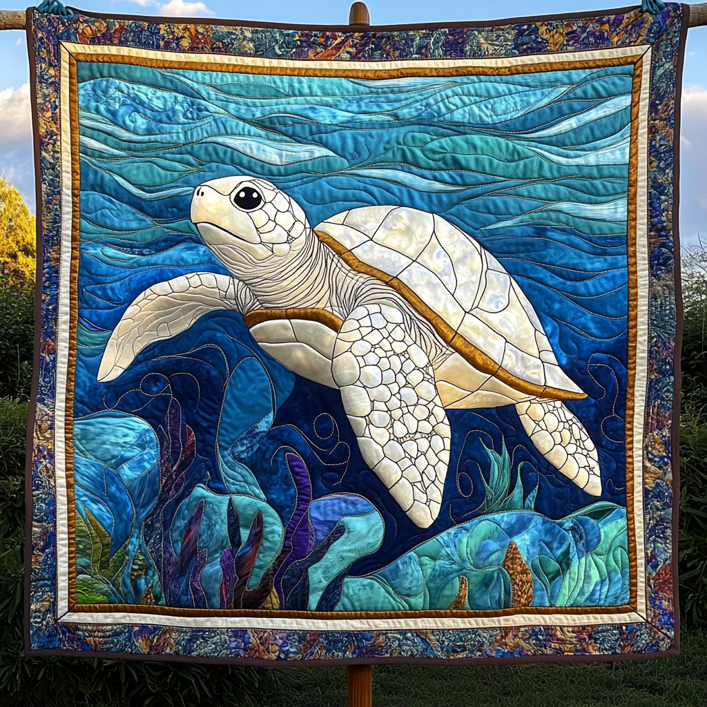 Ocean Explorer Turtle Quilted Blanket - Throw (55" x 60")