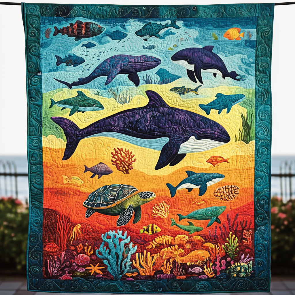 Ocean Giants Quilted Blanket - Throw (55" x 60")