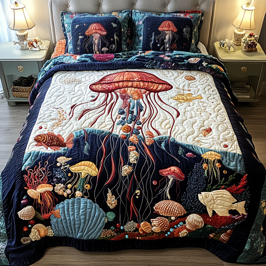 Ocean Glow 3-Piece Quilted Bedding Set - Single (59" x 70")