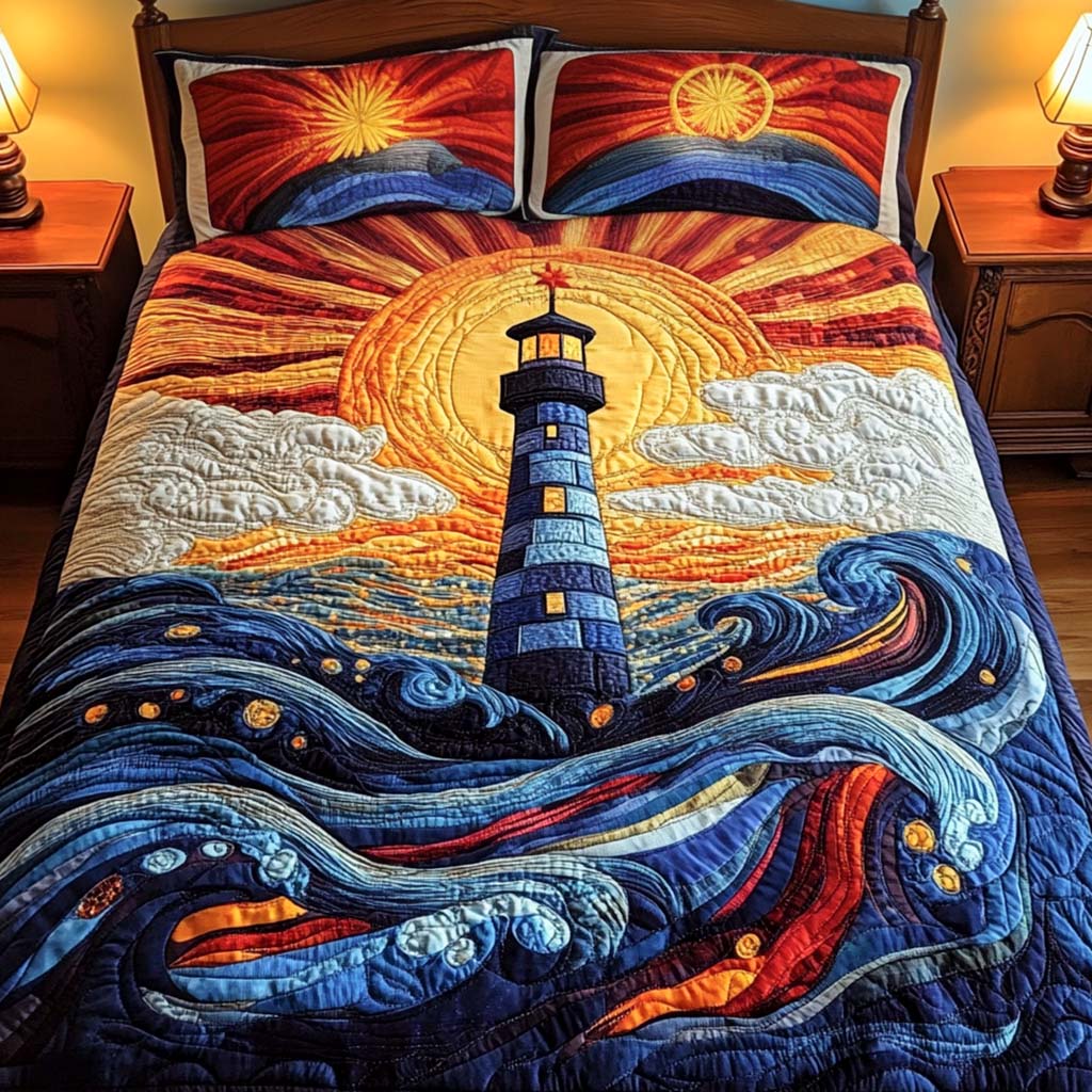 Ocean Glow 3-Piece Quilted Bedding Set - Single (59" x 70")