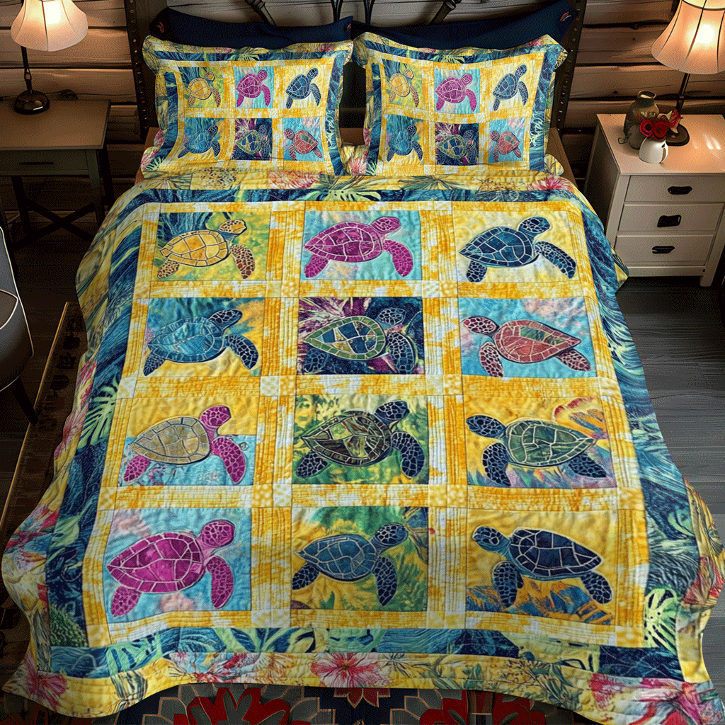 Ocean Harmony 3-Piece Quilted Bedding Set - Single (59" x 70")