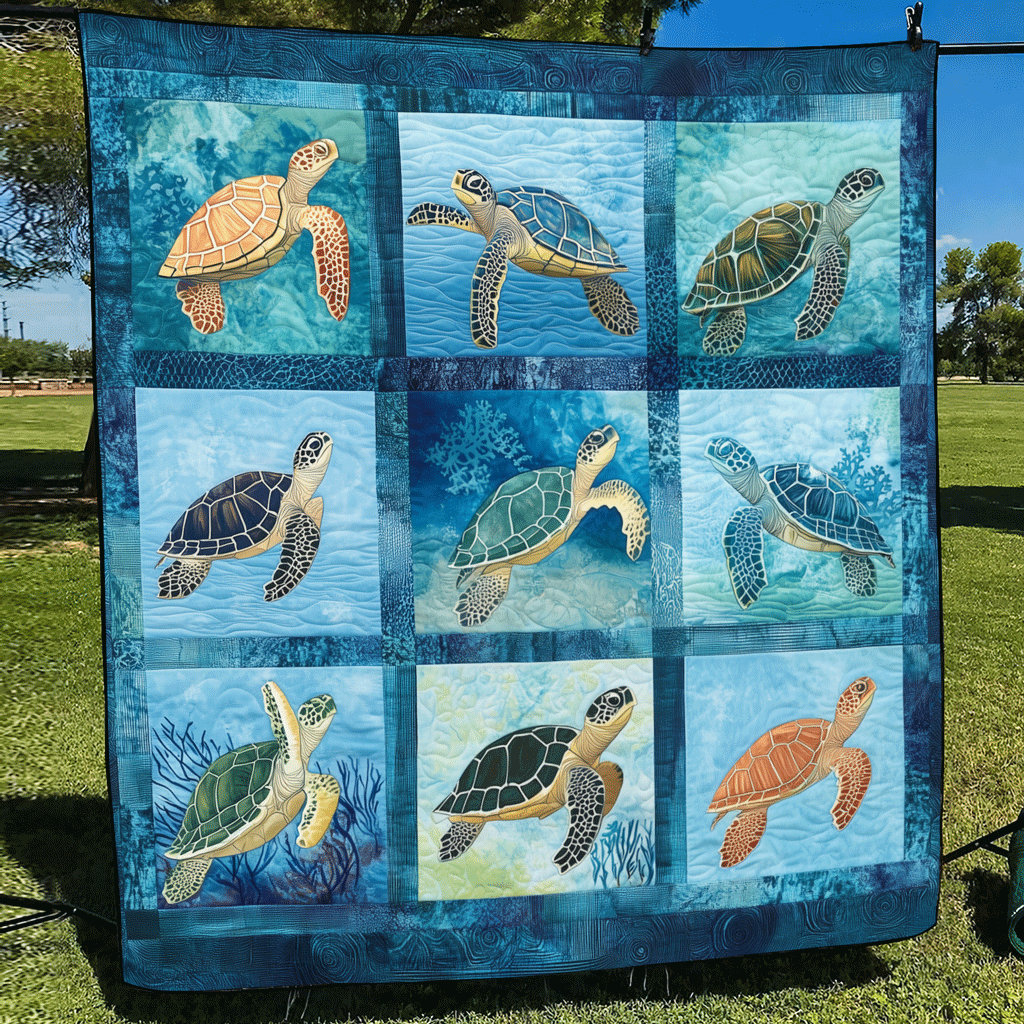 Ocean Harmony Quilted Blanket - Throw (55" x 60")