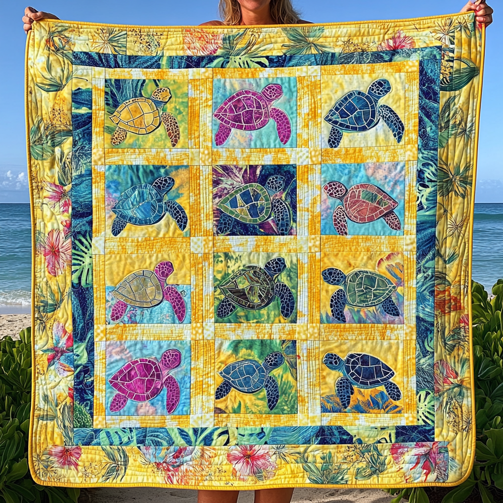 Ocean Harmony Quilted Blanket - Throw (55" x 60")