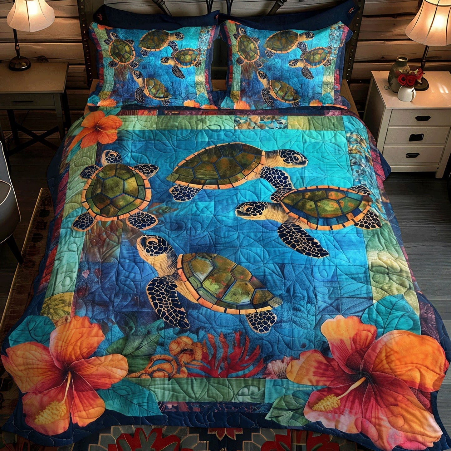 Ocean Serenity 3-Piece Quilted Bedding Set - Single (59" x 70")