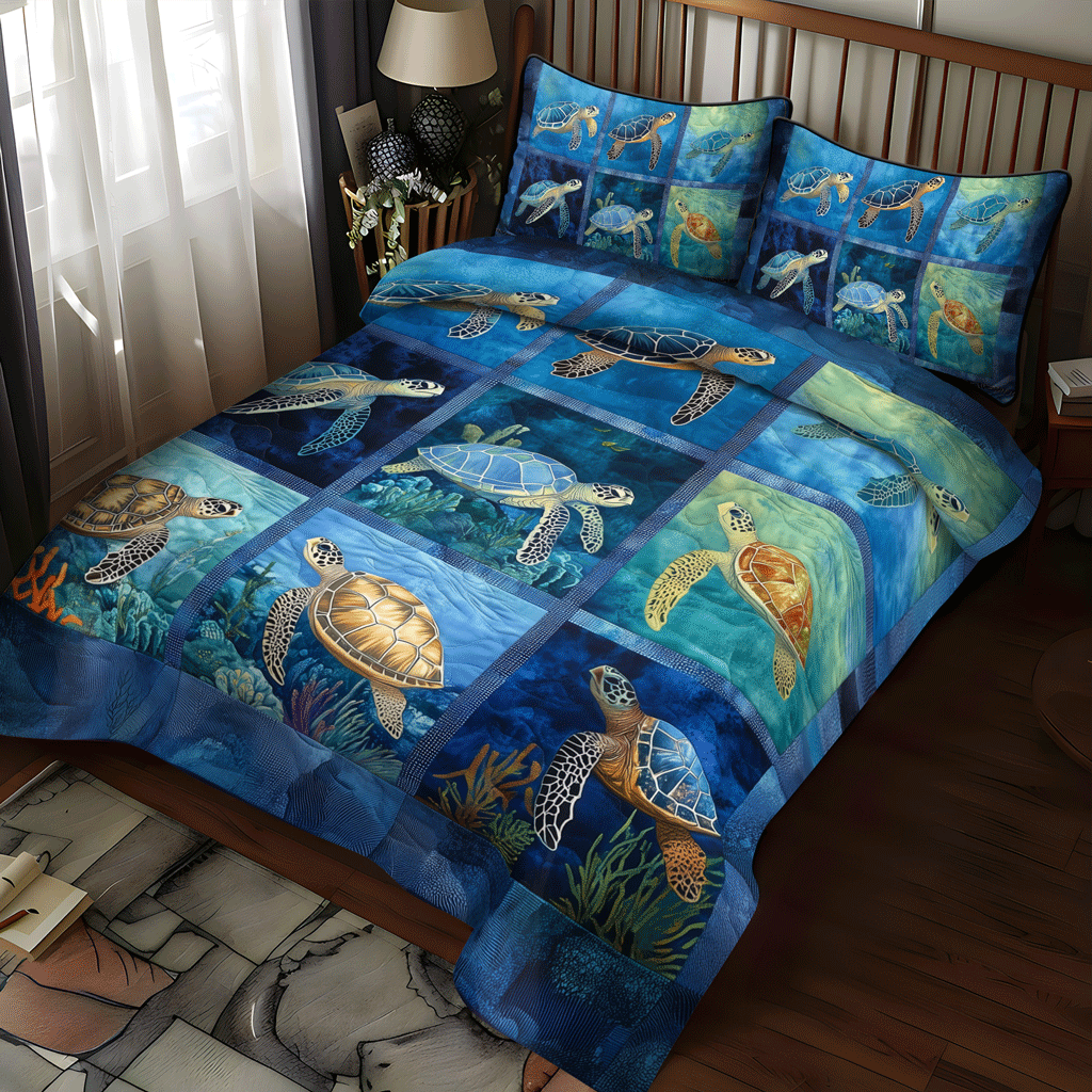 Ocean Voyage 3-Piece Quilted Bedding Set - Single (59" x 70")