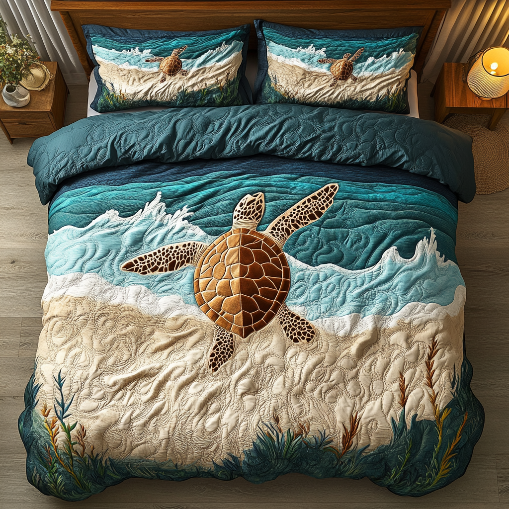 Ocean Wanderer 3-Piece Quilted Bedding Set - Single (59" x 70")