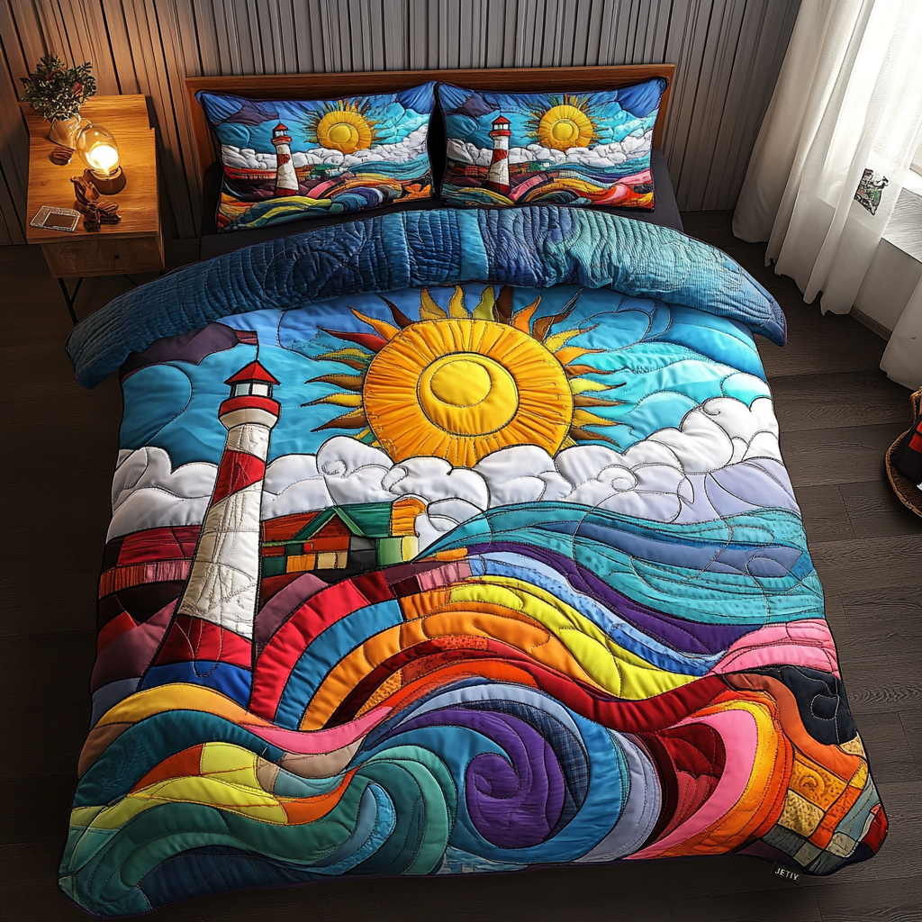 Ocean Watch 3-Piece Quilted Bedding Set - Single (59" x 70")