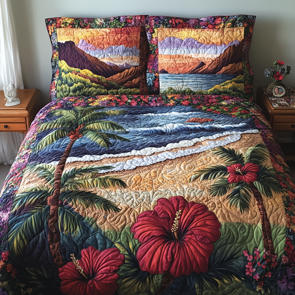 Ocean Whisper Quilted Bedding Set - Single (59" x 70")