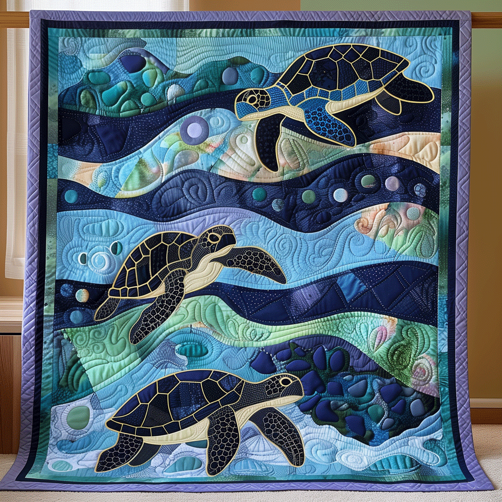 Oceanic Harmony Quilted Blanket - Throw (55" x 60")