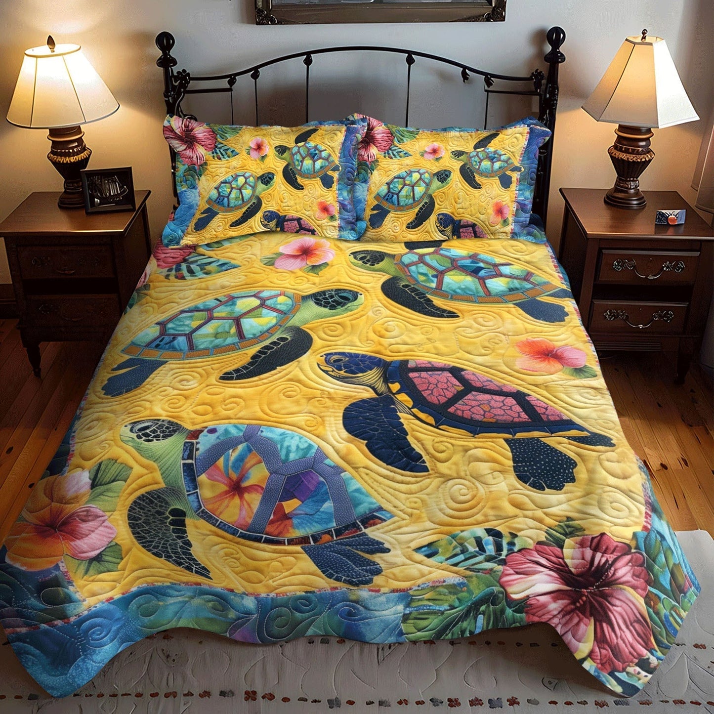 Oceanic Journey 3-Piece Quilted Bedding Set - Single (59" x 70")