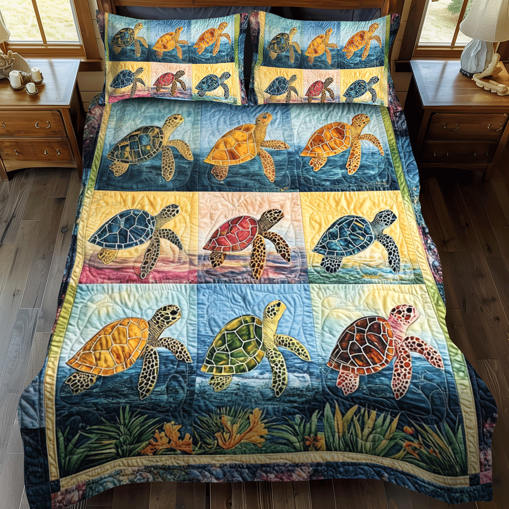 Oceanic Oasis 3-Piece Quilted Bedding Set - Single (59" x 70")