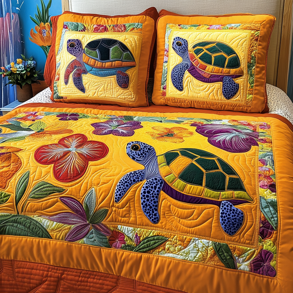 Oceanic Oasis 3-Piece Quilted Bedding Set - Single (59" x 70")