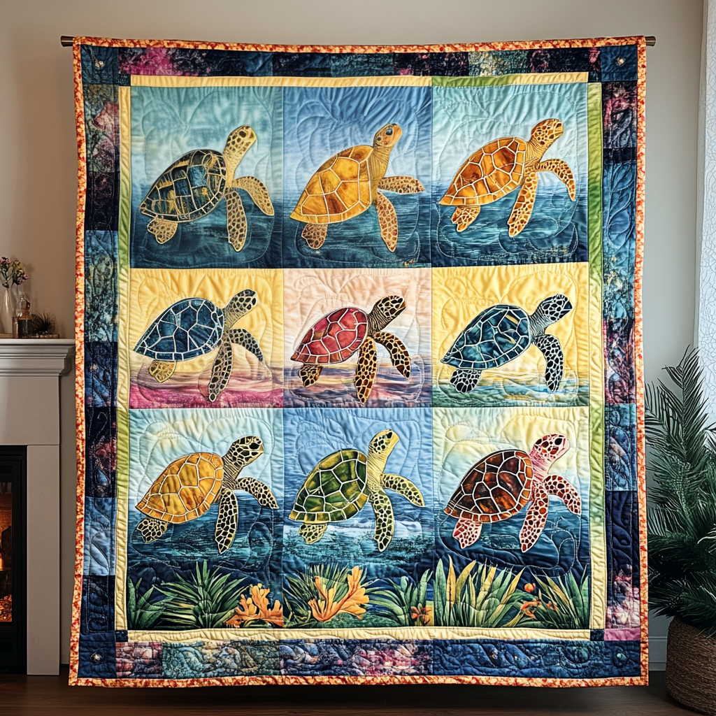 Oceanic Oasis Quilted Blanket - Throw (55" x 60")
