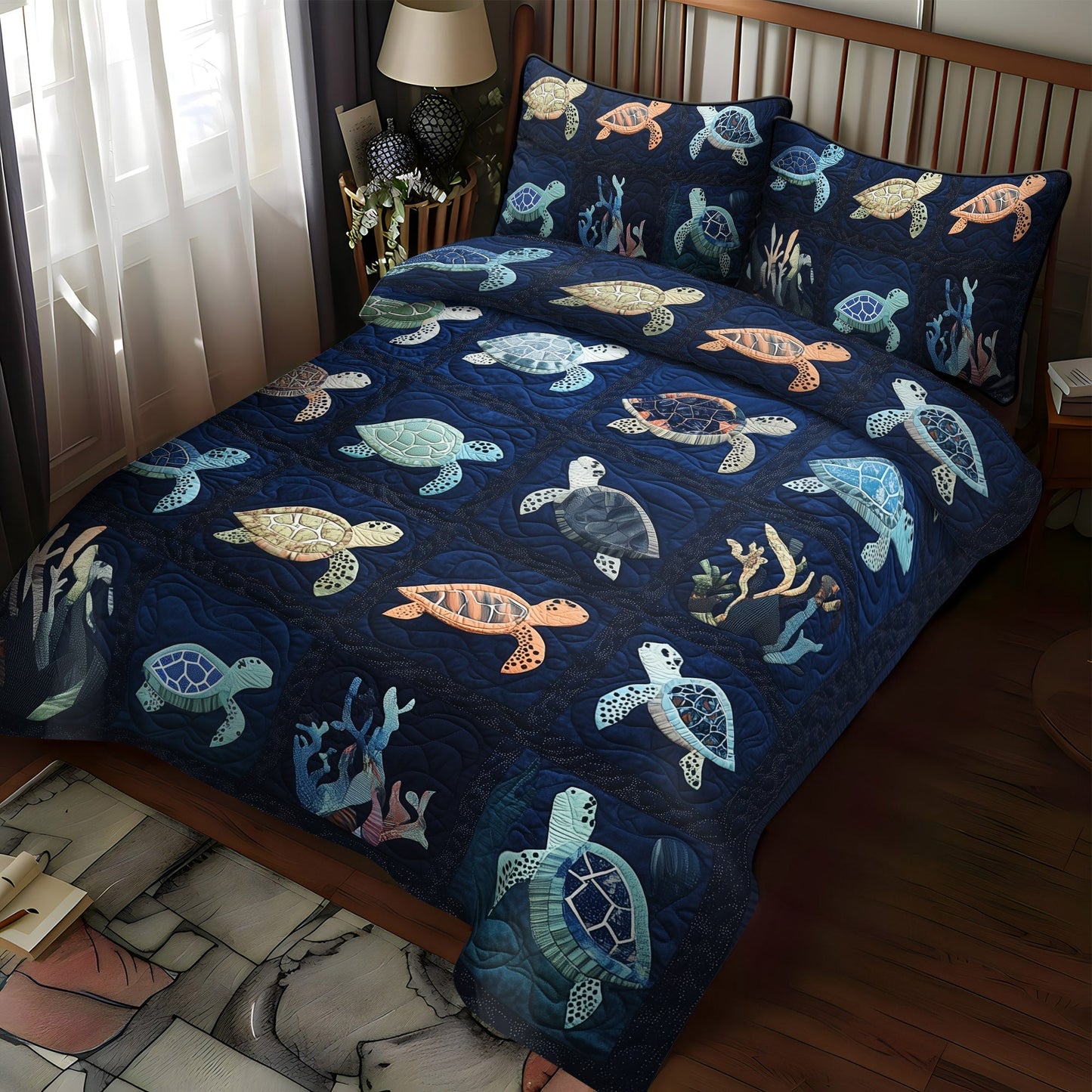 Oceanic Odyssey 3-Piece Quilted Bedding Set - Single (59" x 70")