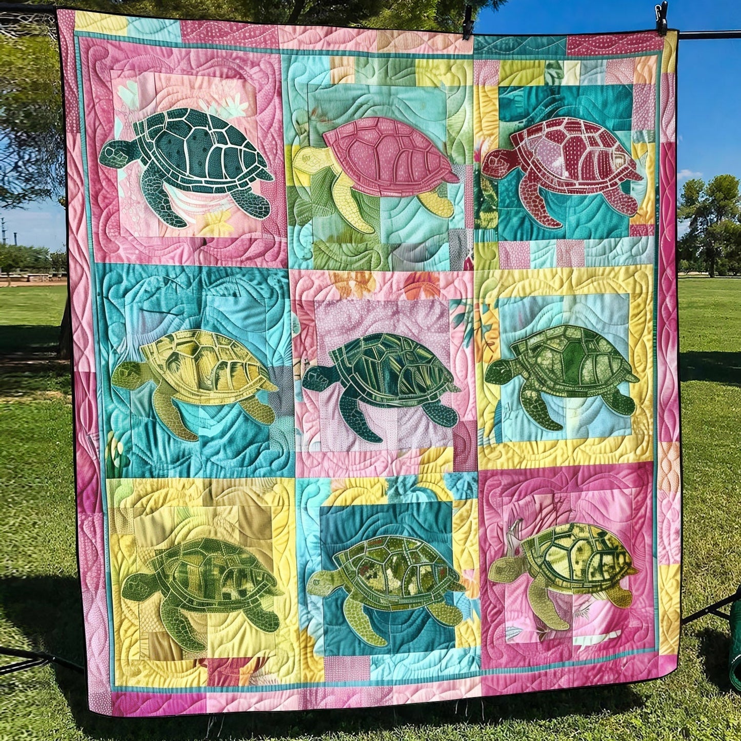 Oceanic Waves Quilted Blanket - Throw (55" x 60")