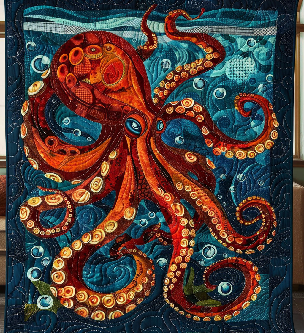 Octopus Mystique Quilted Blanket - Throw (55" x 60")