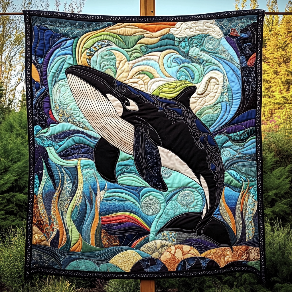 Orca Majesty Quilted Blanket - Throw (55" x 60")